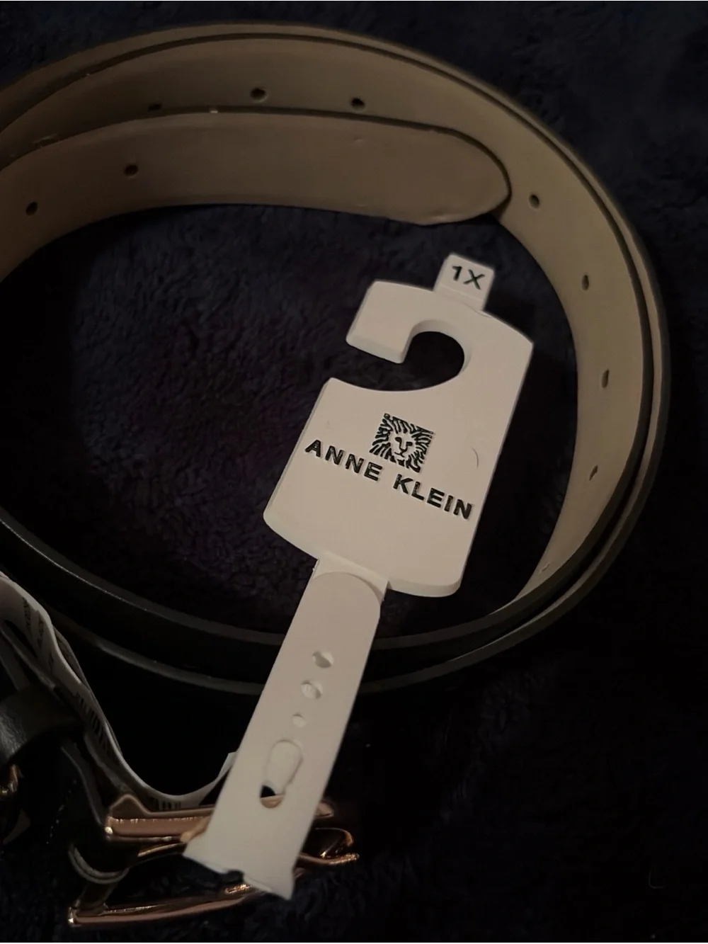 Anne Klein Black Belt with Gold-Tone Buckle and Charm